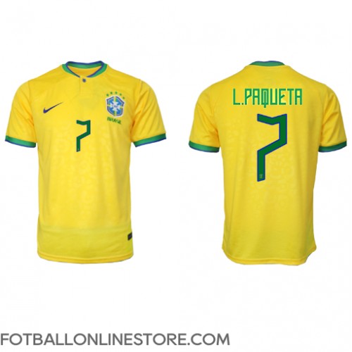 Billige Brasil Lucas Paqueta #7 Hjemmetrøye VM 2022 Kortermet